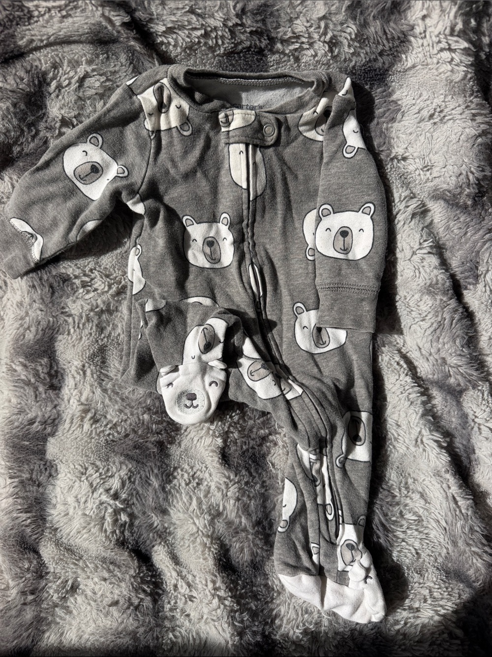 Carter's 3mo Gray Bear-Print Footed One-Piece